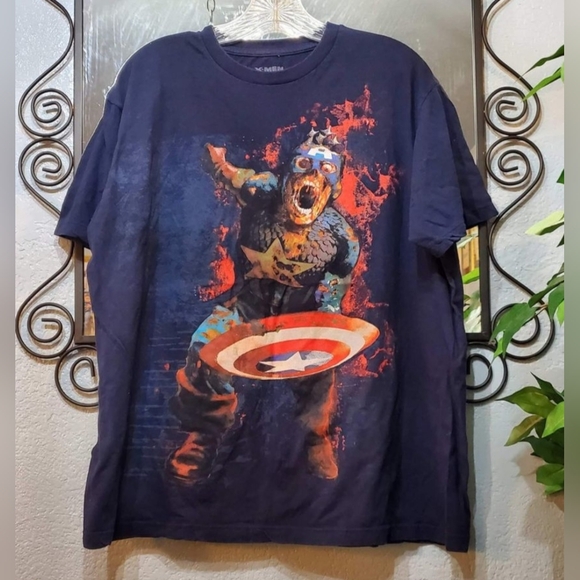 VTG Marvel Zombies Mad Engine Captain America Dark Blue Graphic Tshirt XL/ L - Picture 4 of 6
